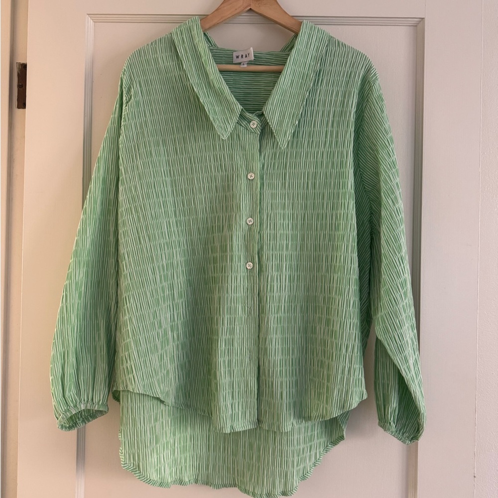 Green Striped Women's Top